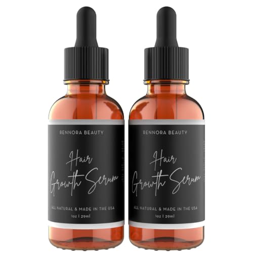 Rennora Hair Growth Serum 1 Fl Oz (Pack of 2) - Peppermint, Nettle & Rosemary Oil for Black Hair Growth