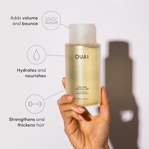 OUAI Fine Shampoo and Conditioner Set - Sulfate Free Shampoo and Conditioner for Women & Men - Made with Keratin, Marshmallow Root, Shea Butter & Avocado Oil - Free of Parabens & Phthalates (10 Fl Oz)