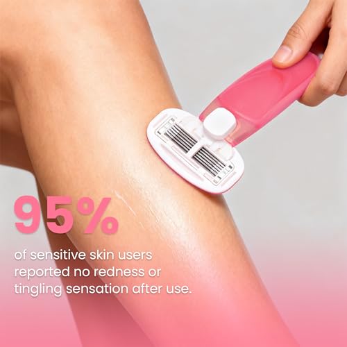 Keropy Pink Self-Lubricating 5-Blade Razor for Women with Travel Case
