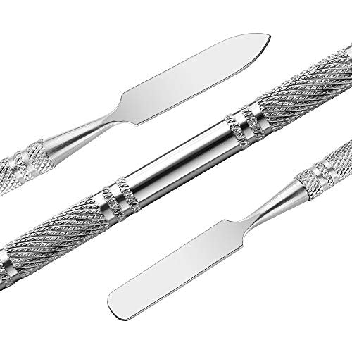 5Pcs Makeup Spatula tool metal Set Professional Beauty Stainless Steel Cosmetics Mixer Long Metal Spatula Depotting Mixing Tool (#1+#2)