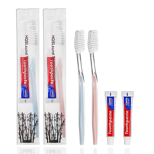 100 pcs Disposable Toothbrushes with Toothpaste Individually Wrapped, 2 Color Toothbrushes and Toothpaste 10g, Bulk Toothbrushes Toothpaste for Homeless,Airbnb,Hotel