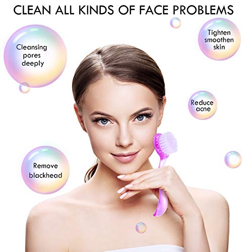 3-Pack Facial Cleansing Brush Set - Soft Bristle Face Scrubber