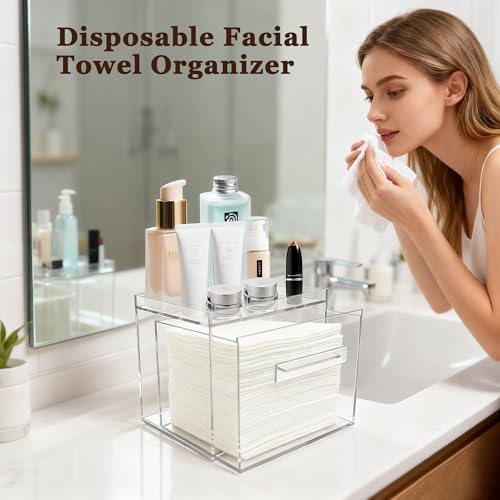 Acrylic Disposable Facial Towel Holder & Organizer Box