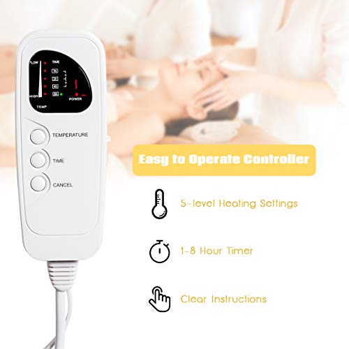 Giantex Heated Massage Table Warmer Pad - 5 Heat Settings, 71 x 30 Inches