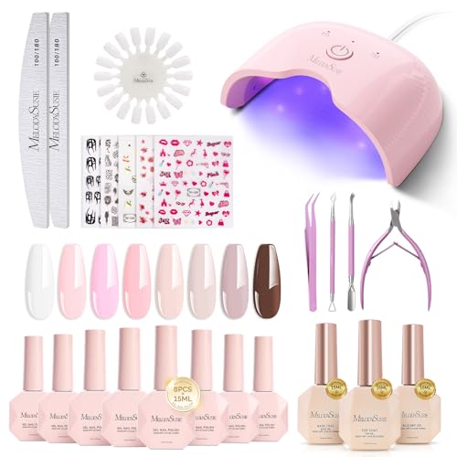 MelodySusie Gel Nail Polish Kit with UV Lamp - 8 Colors