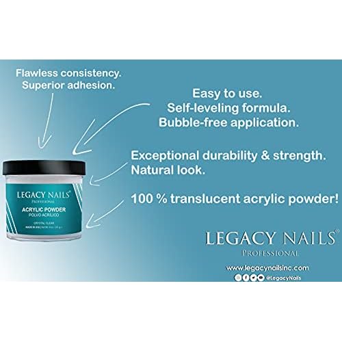 Legacy Nails Professional CLEAR ACRYLIC POWDER - 241g / 8oz. - High-Quality, Fast-Drying Formula for Nail Extensions, Sculpting & Overlays, Salon-Grade, Long-Lasting Finish