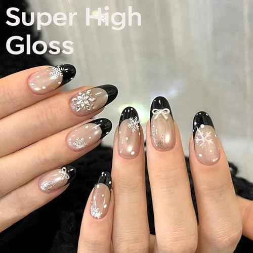 modelones French Tip Gel Nail Polish Set 2 Pcs 15ml Black and Milky Pink French Manicure Kit Sheer Pink Soak Off U V LED Jelly Base Color Gel Polish Nail Art Home DIY Gift for Women