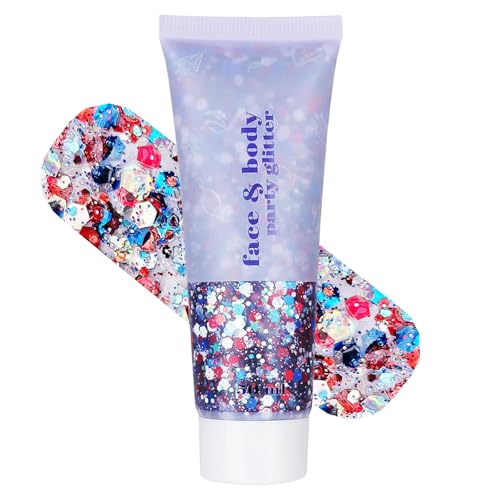 Patriotic Red White and Blue Body Glitter for 4th of July