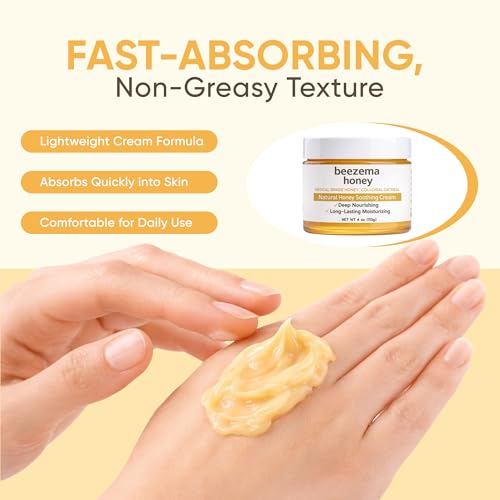 Beezema Medical Grade Honey, with Manuka Honey, Colloidal Oatmeal & Natural Oils, Natural Lotion, for Relieving Dry Skin on Hands and Body. Fast-Absorbing & Non-Greasy, Unscented - 4oz (1)