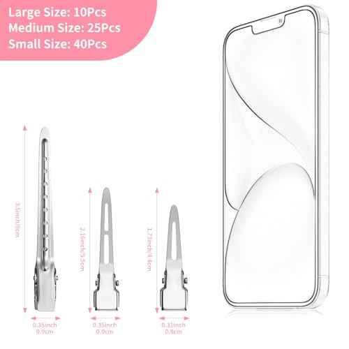 75pcs Duck Biled Hair Clips for Women, Duckbill & Metal Hair Clips for DIY Styling, Silver Hair Pins with Storage Case - Salon & Home Hair Accessories for Cutting, Rolling Long Hair