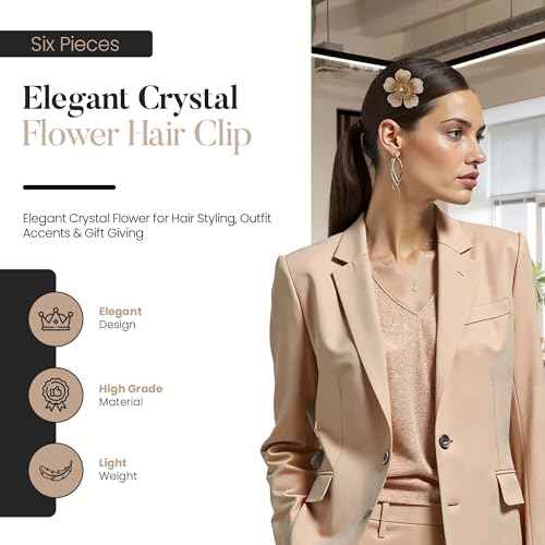 2.9 Inches Created Crystal Hibiscus Flower Hair Clips for Women | Headdress Bobby Pins Tropical Accessories for Women | Elegant Boho Braids Artificial Hawaiian Flower Clips for Woman Golden Yellow