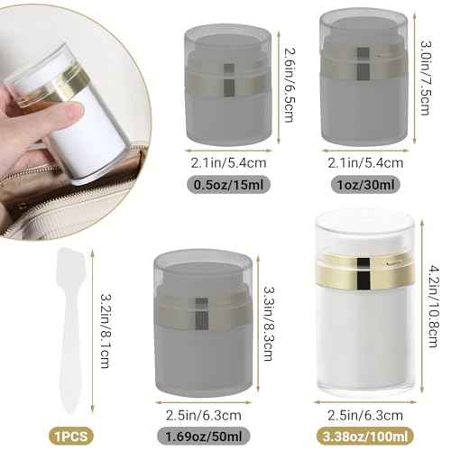 Segbeauty 3.38oz Airless Pump Jar, Empty Makeup Containers 100ml Vacuum Bottle Dispenser, 3pcs Refillable Jar Travel Bottles for Toiletries Moisturizer Container Travel Size for Lotion Moisturizer