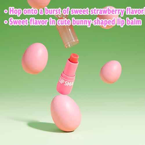 Lip Smacker Bunny Lip Balm, Moisturizing & Hydrating Lip Care, Fun & Collectible Easter Gift for Kids & Lip Balm Lovers - Strawberry
