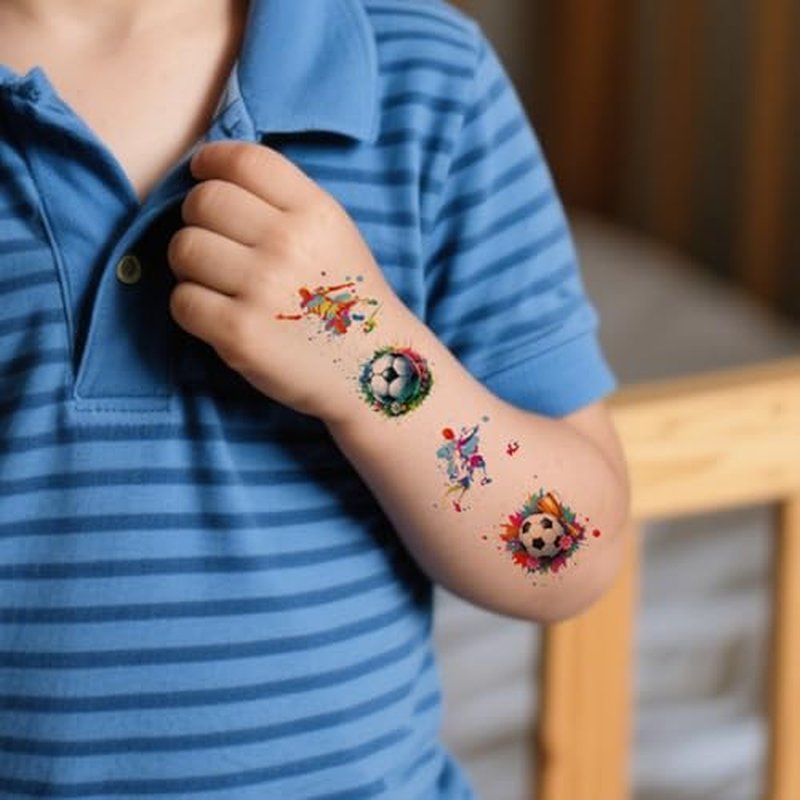 10 Sheets Soccer Temporary Tattoos for Women Men, Soccer Sport Ball Themed Birthday Party Decorations Favors Supplies, Cute Cartoon Football Sports Game Player Tattoo Sticker Gifts for Adults Q855