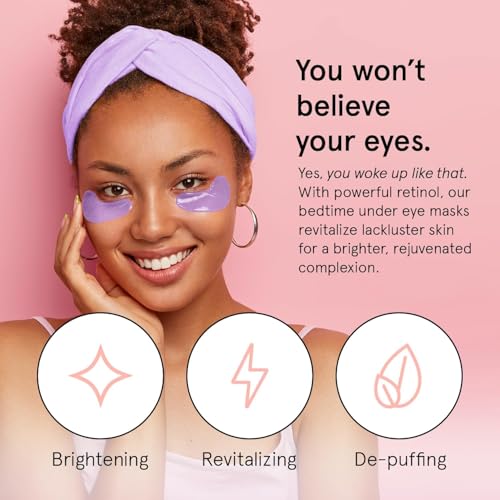 grace & stella Retinol Under Eye Patches for Puffy Eyes and Dark Circles - Restoring Gel Under Eye Masks with Hyaluronic Acid - Vegan Skincare, Self Care Gifts for Women (Purple, 48 Pairs)