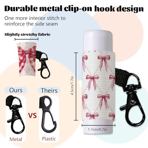 10Pcs Bow Lip Balm Holder Keychain with Metal Clasp