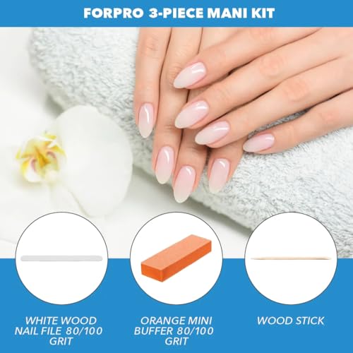 Disposable 3-Piece Manicure Kit with Nail File, Buffer & Stick