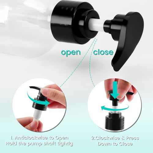 Teyssor Pump Bottle Dispenser Clear 2 Pack 300ml/10oz Empty Plastic Liquid Soap Dispensers, BPA-Free Refillable Container for Essential Oil Shampoo Lotion