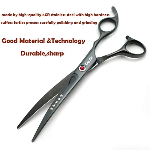 KINGSTAR 7.0in Titanium Dog Grooming Scissors Set Bright Black - Professional 4pcs