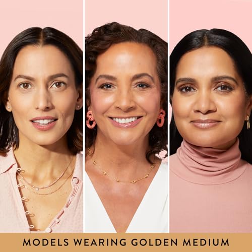 LAURA GELLER Baked Balance-N-Glow Illuminating Color Correcting Foundation - Golden Medium - Retractable Airbrush Kabuki Brush (2 PC)