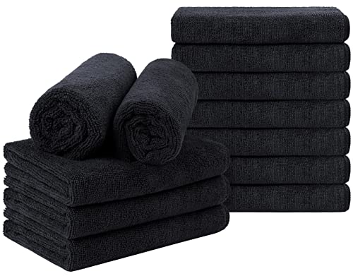Orighty Microfiber Salon Towels 12 Pack Black 16x29