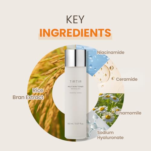 TIRTIR Daily Hydration Set - Milk Skin Toner + SOS Serum, Rice Bran Extract, Chamomile, Radiant Glow | Fragrance Free, Mineral Oil Free, Fungal Acne Safe¡¦