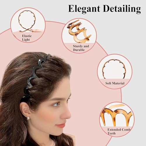 6Pcs U Shape Fashion Tooth Hair Comb Headband,High Cranium Headbands for Women's Hair, Reversible Korean Headbands with Teeth ? (Mix 6Pcs, M)