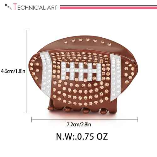 LILIE&WHITE 1PC American Football Hair Clips For Women Rugby Hair Claws Sports Hair Accessories Cute Non-Slip Sports Hair Barrettes Game Day Hair Clips