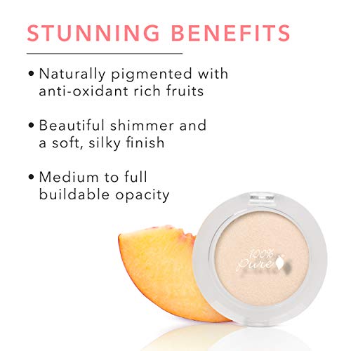 100% PURE Pressed Powder Eye Shadow (Fruit Pigmented), Star Shimmer Eyeshadow, Buildable Pigment, Easy to Apply, Natural Makeup (Soft Gold Sheen w/ Yellow Undertones) - 0.07 oz