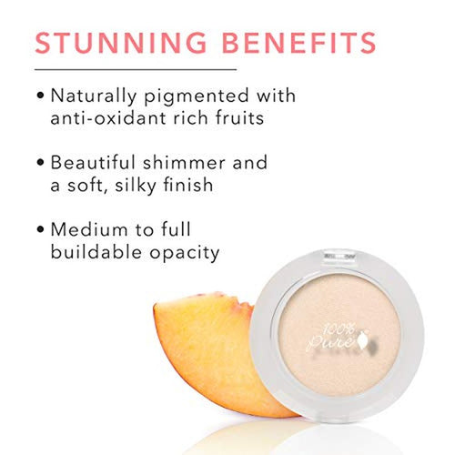 100% PURE Pressed Powder Eye Shadow (Fruit Pigmented), Star Shimmer Eyeshadow, Buildable Pigment, Easy to Apply, Natural Makeup (Soft Gold Sheen w/ Yellow Undertones) - 0.07 oz