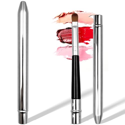 Silver Portable Lip Brush Set - Professional Makeup Tools for Lipstick & Gloss