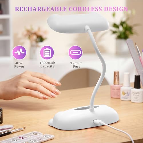 JIUWIIL 48W UV LED Nail Lamp with 24 Beads & Gooseneck