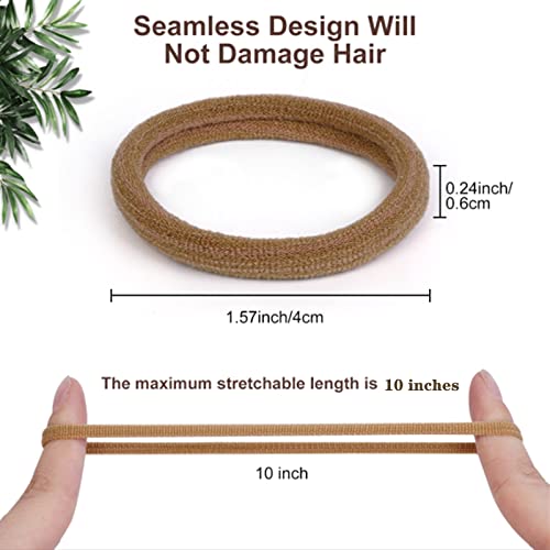 100 Pcs Elastic Hair Ties - Thick Seamless Black Ponytail Holders