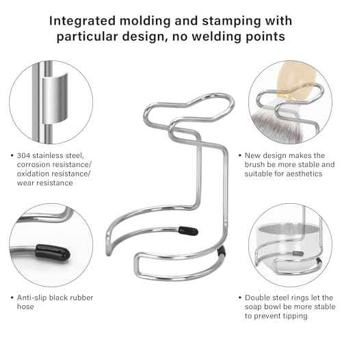 Shaving Brush Set for Men, 3 in1 Shaving Kit Includes Nylon Badger Hair Shaving Brush, Stainless Steel Shaving Bowl and Stand for Wet Shave