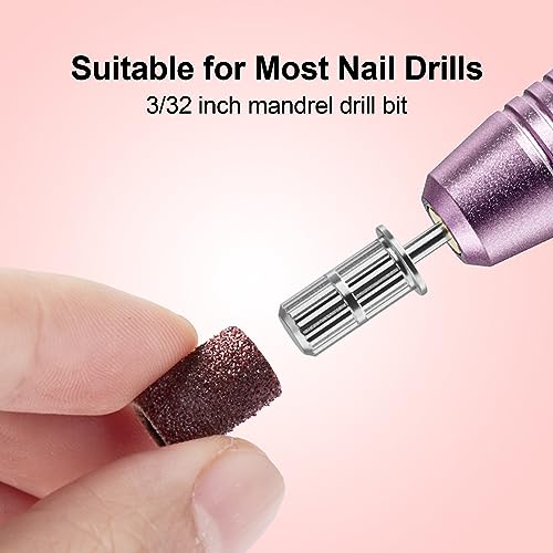 COSLUS Nail Drill Bits & Sanding Bands Set - 100 Fine Grit Sanding Bands & Mandrel for Manicure & Pedicure
