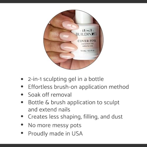 IBD Cover Pink Builder Gel - Hard Gel Nail Extension & Overlay (0.5 oz)