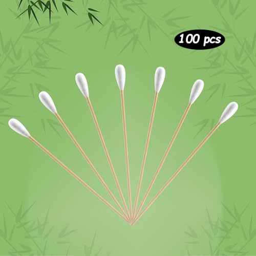 6-Inch Cotton Swabs with Bamboo Handle - 100pcs for Pets & Crafts