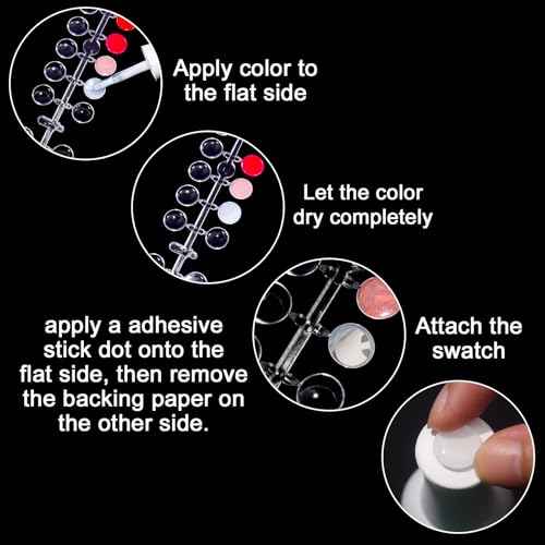 Allstarry Nail Swatches, 600Pcs Nail Polish Swatch Dots Round Nail Color Swatches Clear Transparent Nail Polish Display Nail Sample Swatches for Gel Polish Nail Art Practice Tips Swatch Book