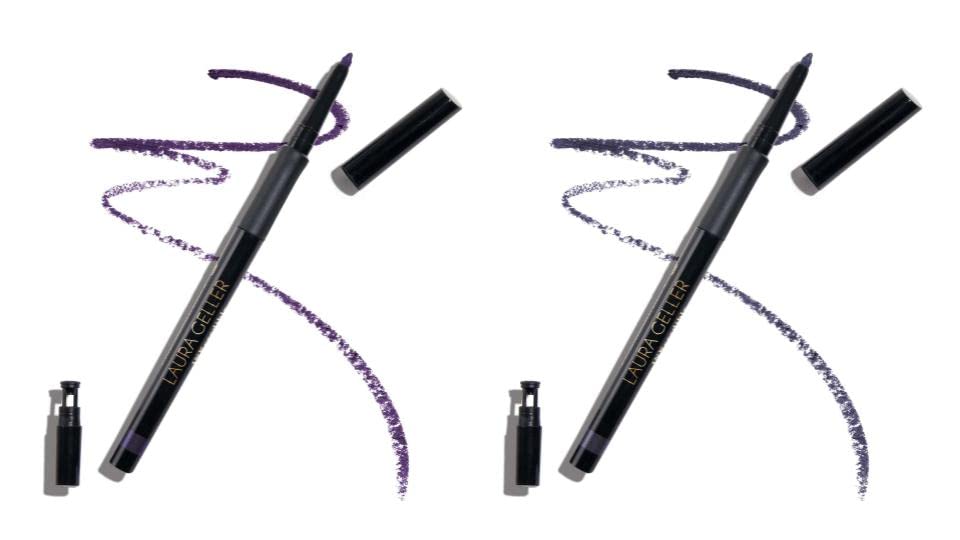 LAURA GELLER NEW YORK INKcredible Precise Gel Waterproof Smudge-proof Eyeliner Pencil with Built in Sharpener, Deep Purple + Indigo Night(2 PC)