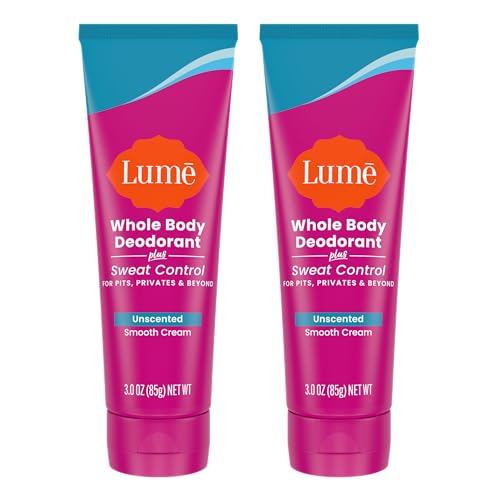 Lume Whole Body Deodorant Plus Sweat Control - Smooth Cream Tube - 72 Hour Odor And Sweat Control - Baking Soda Free, Skin Loving - 3.0 ounce (Unscented)