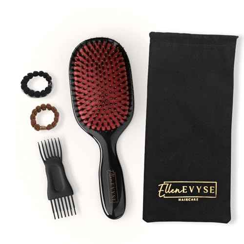 Boar Bristle Hair Brush, Soft Nylon Pins and Boar Bristles for Smoothing, Detangling, Soft Bristle Reducing Breakage and Enhancing Shine, Hairbrush for Women,Men