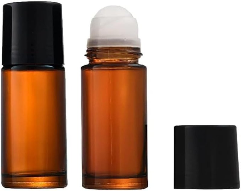 2Pcs 50ml Brown Glass Essential Oil Roller Bottles
