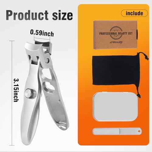 Toenail Nail Clippers for Thick Nails for Seniors, Professional Heavy Duty Edgy Nail Clippers for Men, Large Wide Jaw Opening Fingernail Clipper Cutters with Catcher for Women