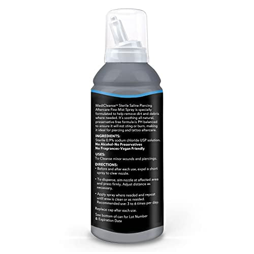 MediCleanse Sterile Saline Piercing Aftercare Spray 7.5 oz 2 Pack