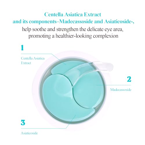Petitfee 10 DAY Eye Mask Centella 20pcs (10pairs) - Soothing Eye Patch, Calming Eye Area with Madecassoside, Centella Asiatica Extract, Asiaticoside, travel friendly, lightweight