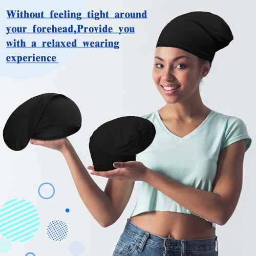 8 Pieces Unisex Dreadlock Cap Dreadlock Spandex Cap Long Hair Dreads Head Wrap Sleep Bonnet Full Cover for Men, 15 x 9 Inch (Black)