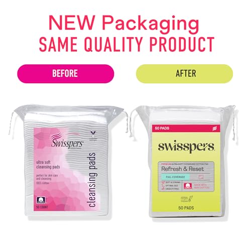 Swisspers Premium Facial Cleansing Pads, 100% Cotton, 150 Count
