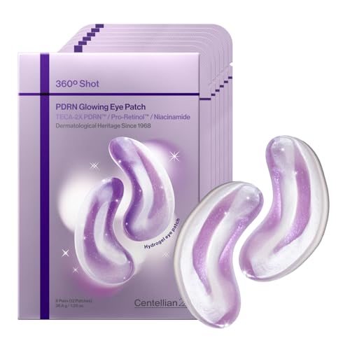 CENTELLIAN 24 360 Shot PDRN Glowing Eye Patch (6 Sets, 12ea) ? Instant Depuffing & Dark Circle Revitalizing Hydrogel Under Eye Patches with PDRN, Retinol & Glutathione, Cooling Eye Bags Treatment