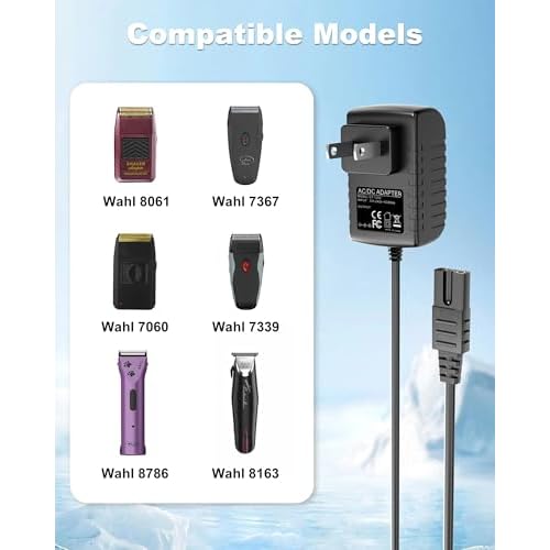 WUKUR 2V Shaver Charger Compatible with Wahl 8061, 8786, 8163, 7367, 7357, 7353, 7029, 7060, 7035, 7339, 7356 5-Star Series Clipper Trimmer