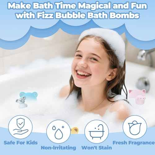 Bath Bombs for Kids with Surprise Toys Inside, 12 Pcs Bubble Bath Fizzy Balls with 12 Animal Shapes, Natural Bath Bombs Easter Christmas Children's Day Gift Set for Kids Girls Boys Toddlers